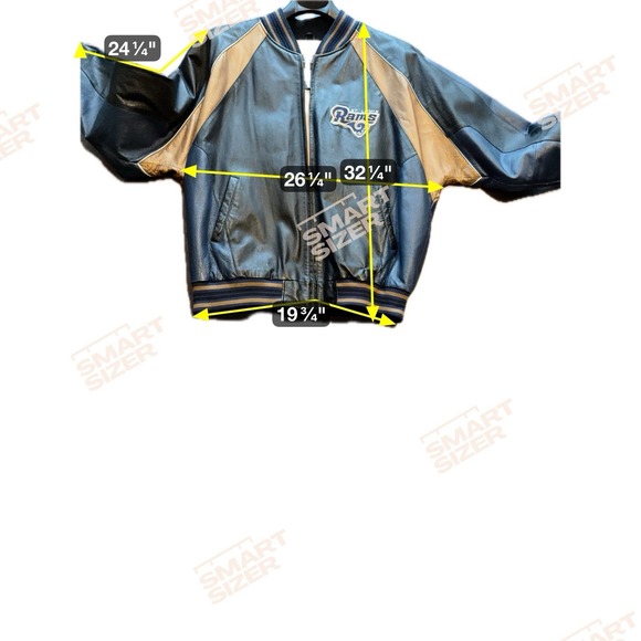 NFL LEATHER St Louis Rams Mens XL Blue Gold Varsity Bomber Jacket VTg - Picture 5 of 7